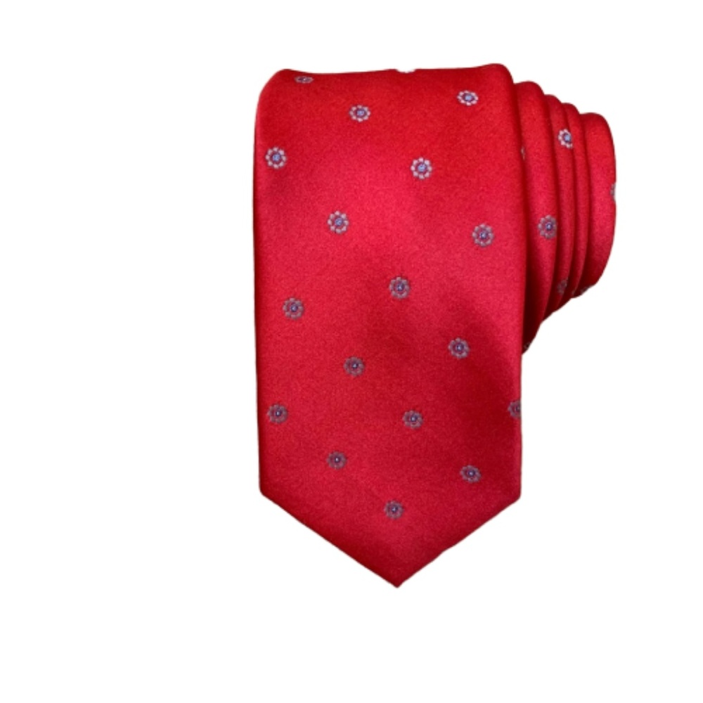 Red Tie with Blue Detail by Brittany Bay